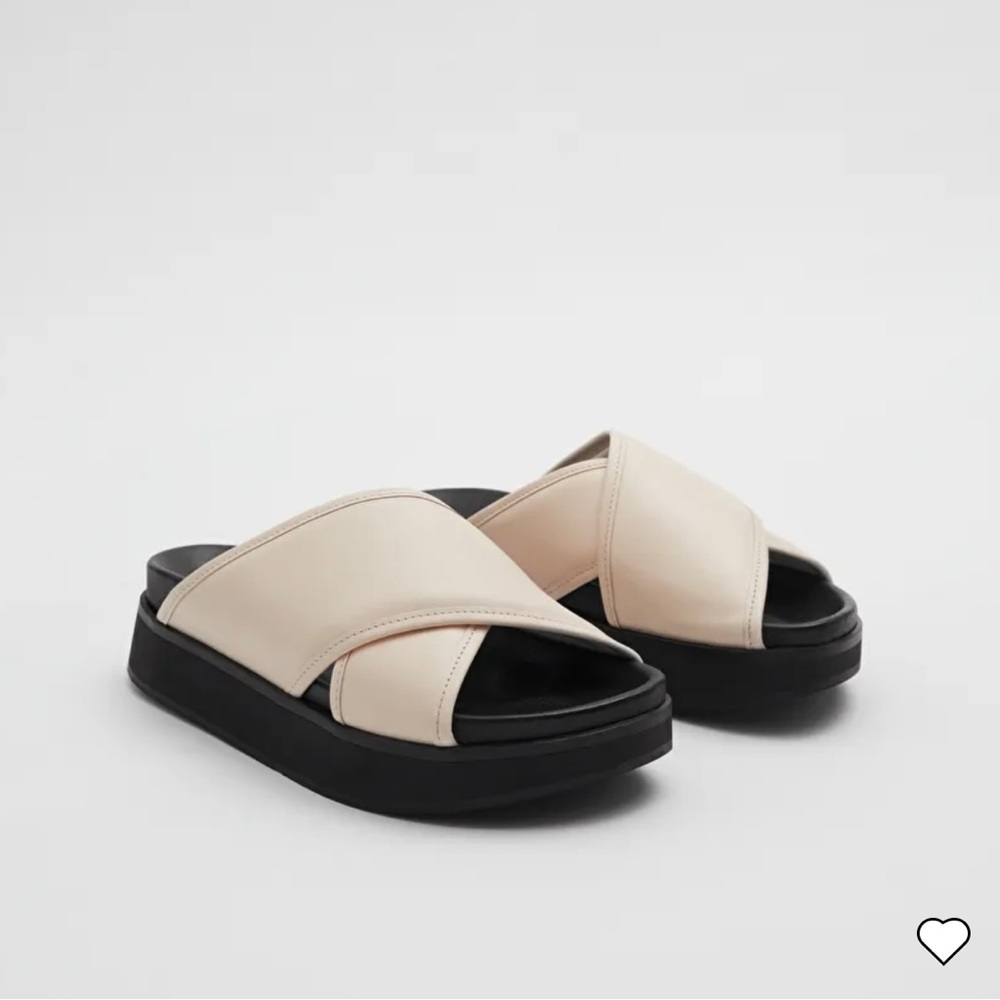 & Other Stories Leather Platform Slides Vanilla